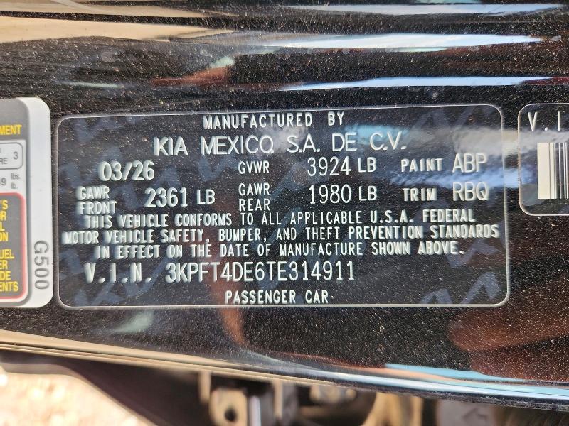 2026 Kia K4 მანქანა იყიდება აუქციონზე, vin: 3KPFT4DE6TE314911, აუქციონის ნომერი: 61987316