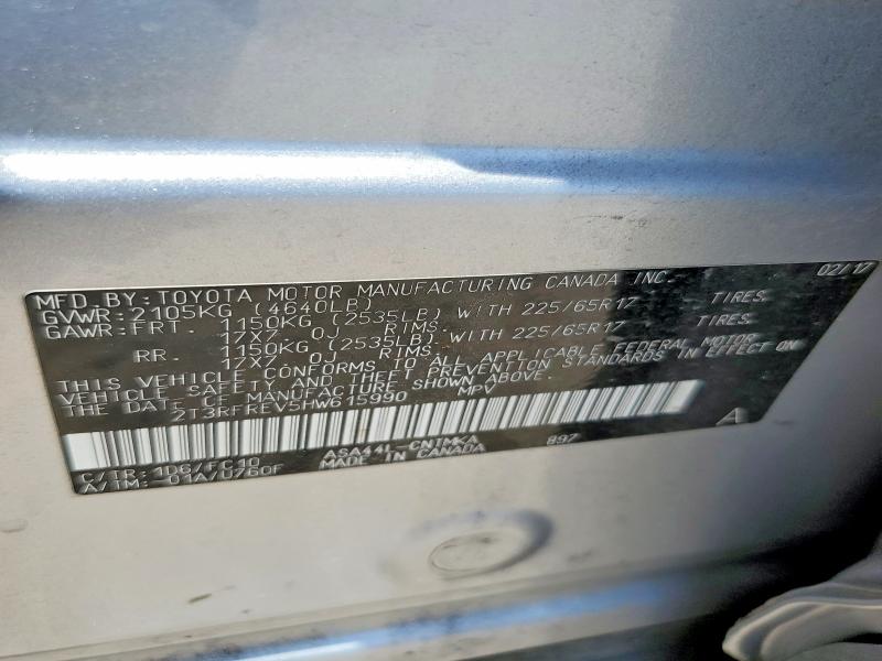 Aukcja sprzedaży 2017 Toyota Rav4, vin: 2T3RFREV5HW615990, numer aukcji: 62960396