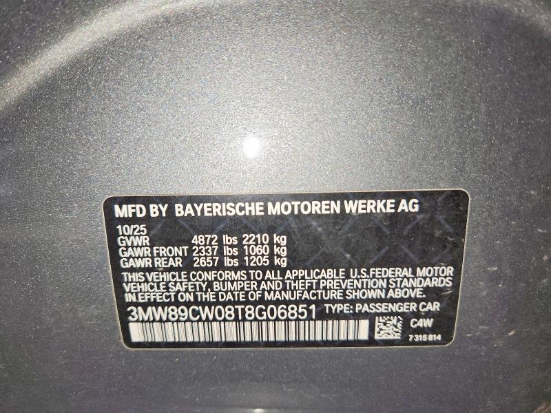 Продажа на аукционе авто 2026 Bmw 330xi, vin: 3MW89CW08T8G06851, номер лота: 62835856