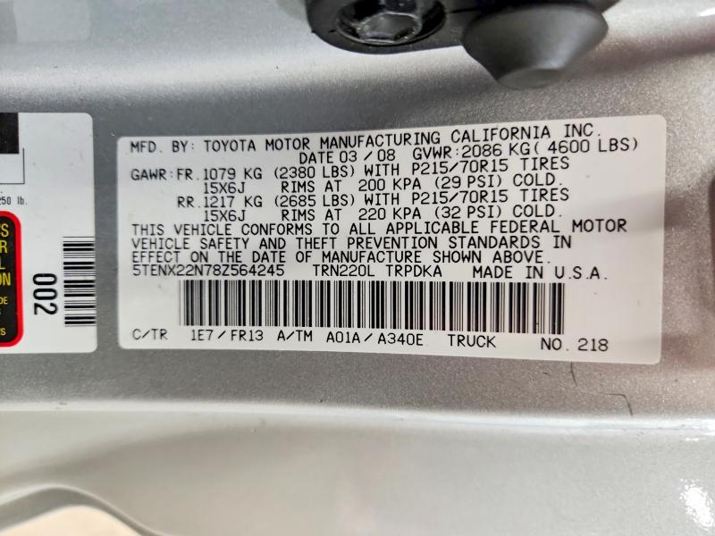 Продаж на аукціоні авто 2008 Toyota Tacoma, vin: 5TENX22N78Z564245, номер лоту: 62026696