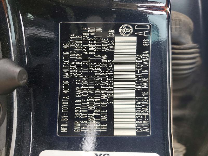 Aukcja sprzedaży 2014 Toyota Corolla, vin: 2T1BURHE2EC175462, numer aukcji: 61101656