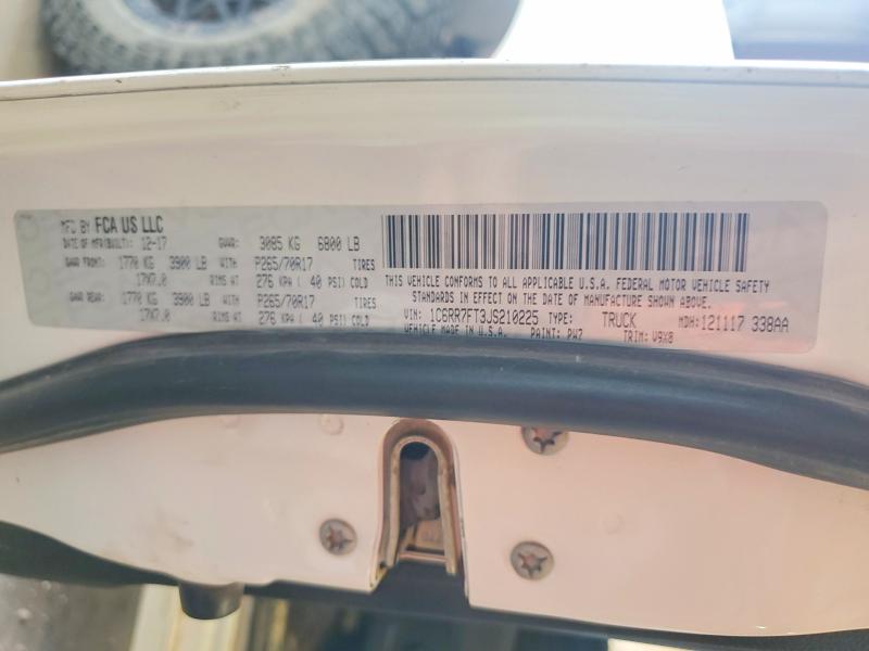 2018 Ram 1500 მანქანა იყიდება აუქციონზე, vin: 1C6RR7FT3JS210225, აუქციონის ნომერი: 61395786