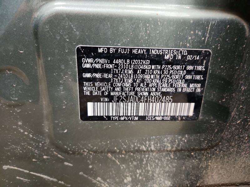 Aukcja sprzedaży 2015 Subaru Forester, vin: JF2SJADC4FH402485, numer aukcji: 60953426