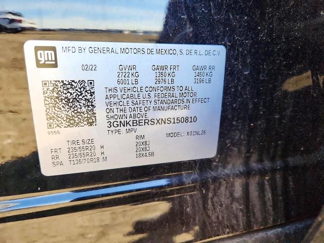 Aukcja sprzedaży 2022 Chevrolet Blazer, vin: 3GNKBERSXNS150810, numer aukcji: 62065206
