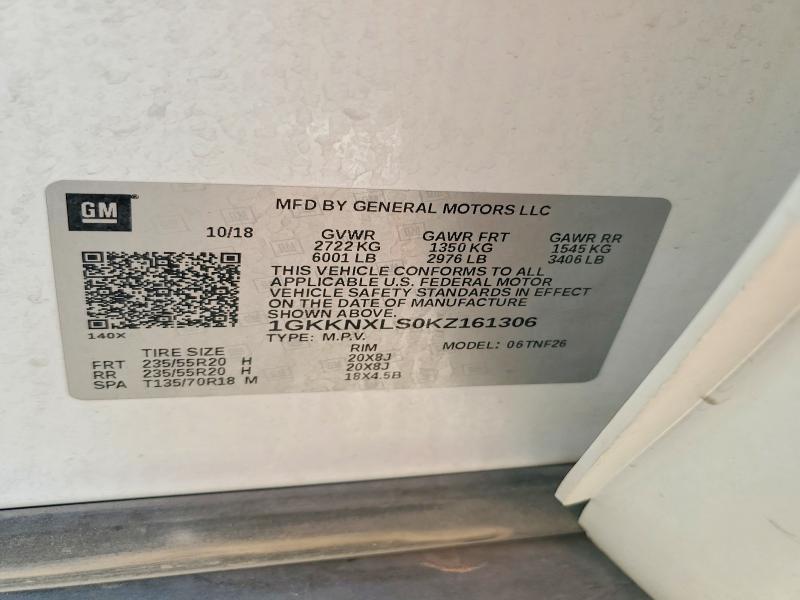 Aukcja sprzedaży 2019 Gmc Acadia, vin: 1GKKNXLS0KZ161306, numer aukcji: 59967786
