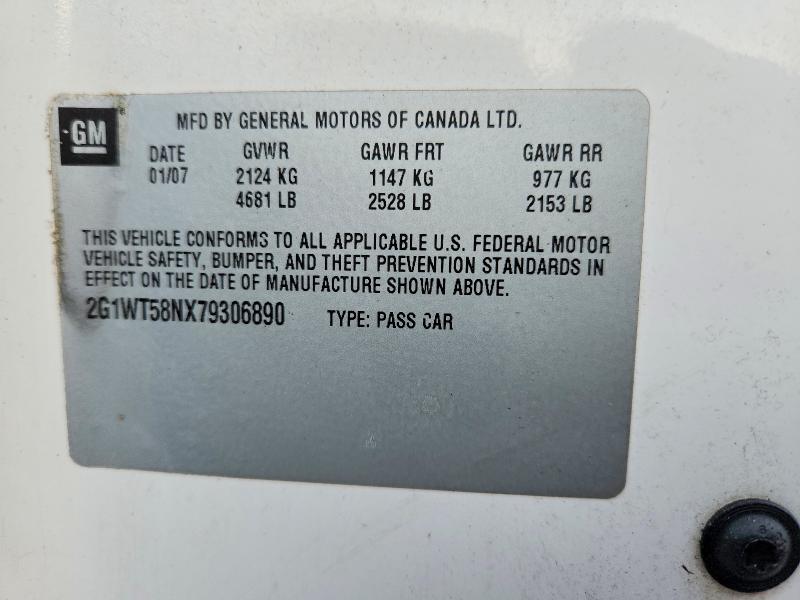 Продаж на аукціоні авто 2007 Chevrolet Impala, vin: 2G1WT58NX79306890, номер лоту: 59250476