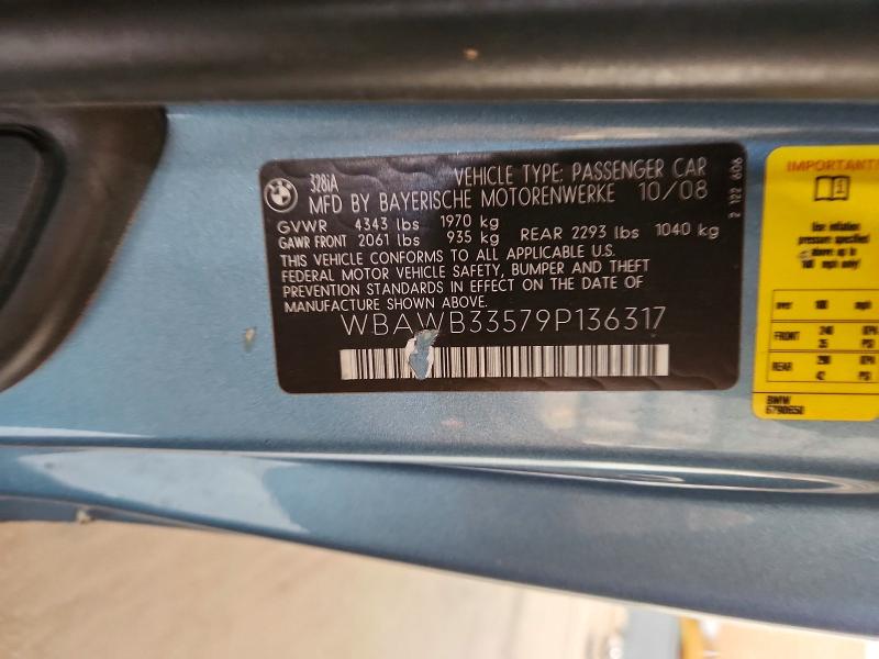 60978916 :رقم المزاد ، WBAWB33579P136317 vin ، 2009 Bmw 328 مزاد بيع