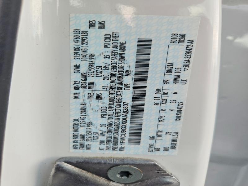 2013 Ford Escape მანქანა იყიდება აუქციონზე, vin: 1FMCU9GXXDUA82807, აუქციონის ნომერი: 60189416