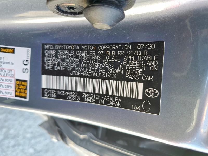 Aukcja sprzedaży 2021 Toyota Corolla, vin: JTDEPMAE8MJ131924, numer aukcji: 60507446
