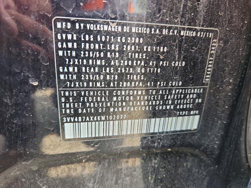 Aukcja sprzedaży 2019 Volkswagen Tiguan, vin: 3VV4B7AX4KM102077, numer aukcji: 60686116