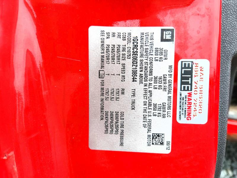 2013 Chevrolet Silverado მანქანა იყიდება აუქციონზე, vin: 1GCRCSE06DZ108644, აუქციონის ნომერი: 60052926