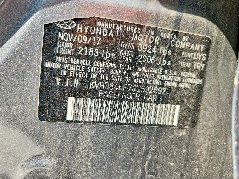 Aukcja sprzedaży 2018 Hyundai Elantra, vin: KMHD84LF7JU592892, numer aukcji: 60948406
