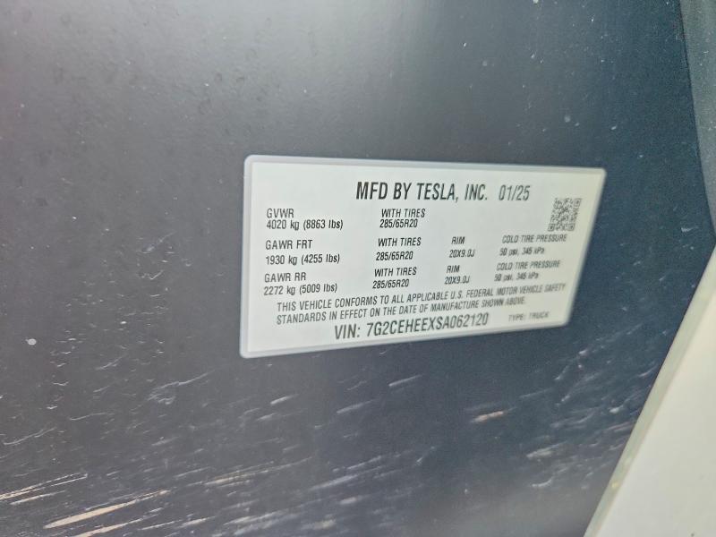 Aukcja sprzedaży 2025 Tesla Cybertruck, vin: 7G2CEHEEXSA062120, numer aukcji: 60801126