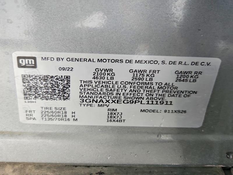 2023 Chevrolet Equinox მანქანა იყიდება აუქციონზე, vin: 3GNAXXEG9PL111911, აუქციონის ნომერი: 60609106
