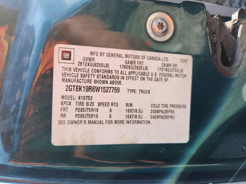 Aukcja sprzedaży 1998 Gmc Sierra, vin: 2GTEK19R6W1527769, numer aukcji: 60063956