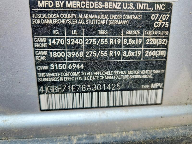 Aukcja sprzedaży 2008 Mercedes-benz Gl, vin: 4JGBF71E78A301425, numer aukcji: 61278856