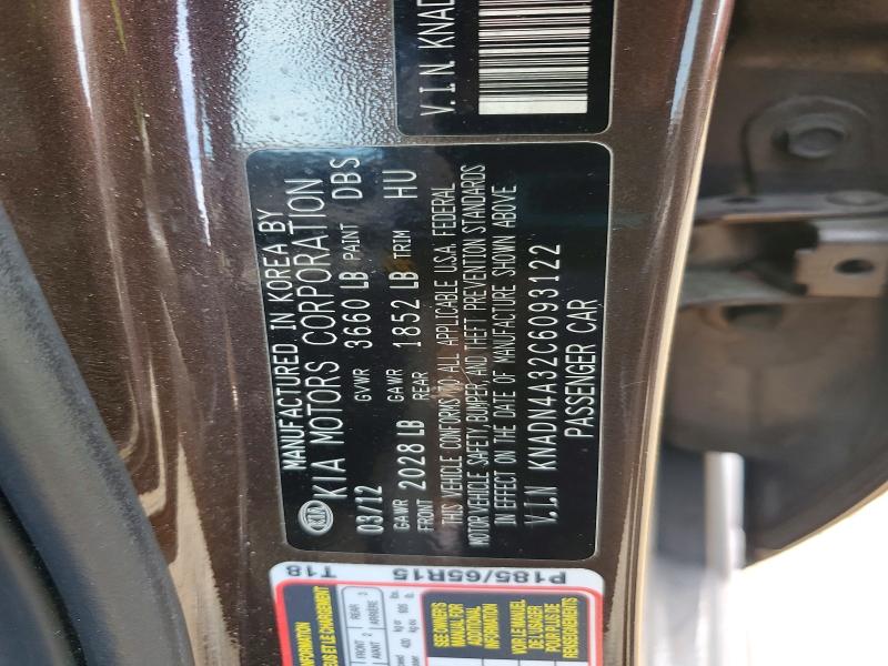 Aukcja sprzedaży 2012 Kia Rio, vin: KNADN4A32C6093122, numer aukcji: 62522866