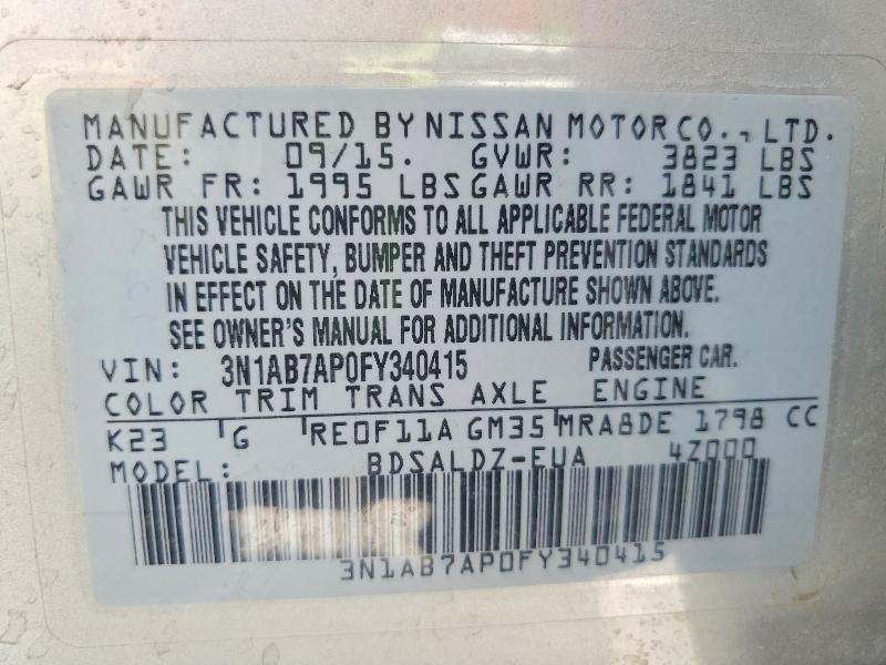 Продажа на аукционе авто 2015 Nissan Sentra, vin: 3N1AB7AP0FY340415, номер лота: 61445966