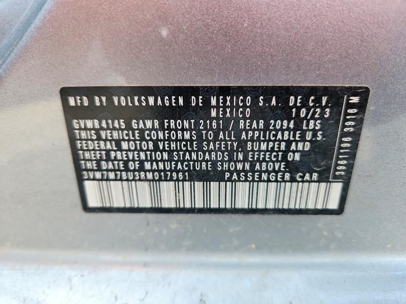60208706 :رقم المزاد ، 3VW7M7BU3RM017961 vin ، 2024 Volkswagen Jetta مزاد بيع