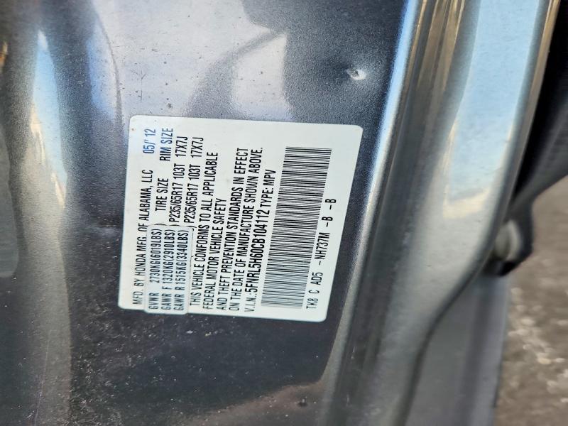 Aukcja sprzedaży 2012 Honda Odyssey, vin: 5FNRL5H60CB104112, numer aukcji: 59241236