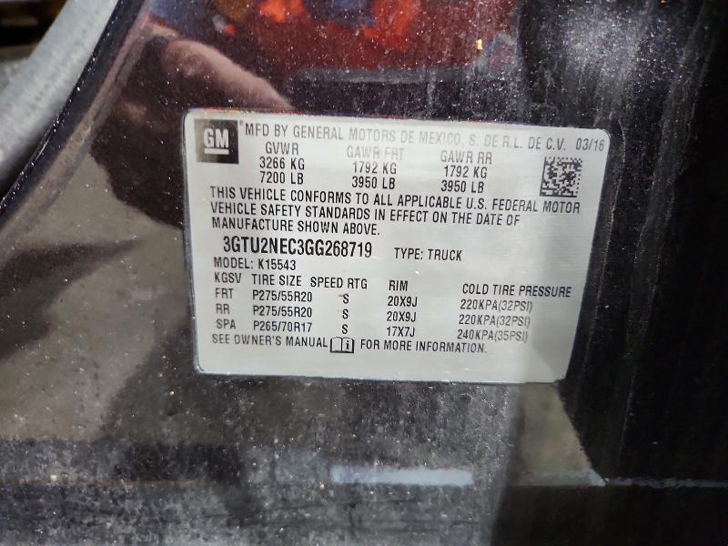 Продаж на аукціоні авто 2016 Gmc Sierra, vin: 3GTU2NEC3GG268719, номер лоту: 62442116