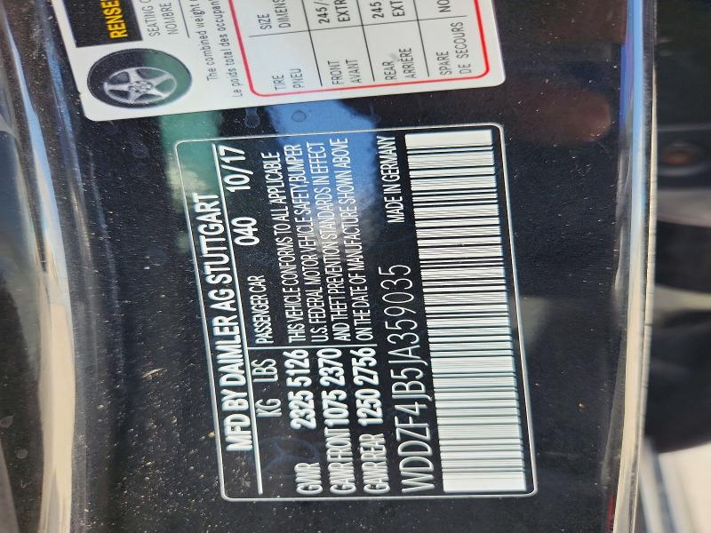 61228216 :رقم المزاد ، WDDZF4JB5JA359035 vin ، 2018 Mercedes-benz E مزاد بيع