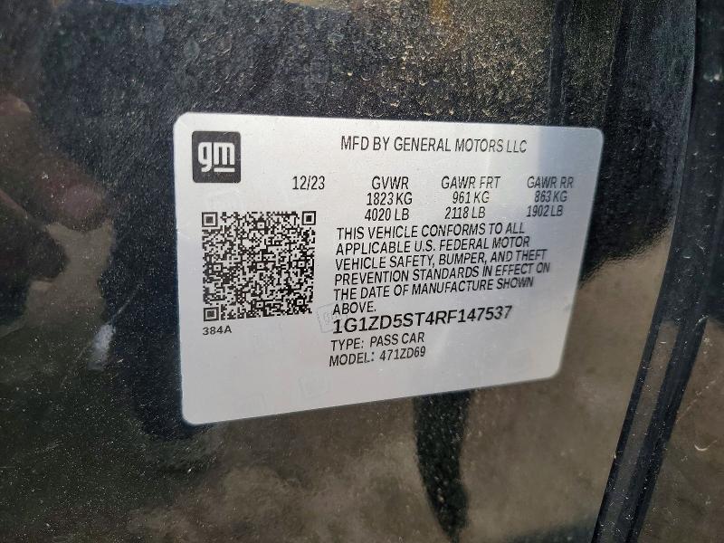 Aukcja sprzedaży 2024 Chevrolet Malibu, vin: 1G1ZD5ST4RF147537, numer aukcji: 59855196