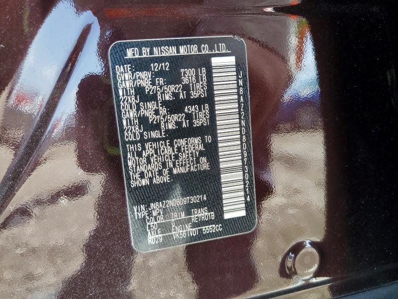 Aukcja sprzedaży 2013 Infiniti Qx56, vin: JN8AZ2ND8D9730214, numer aukcji: 61069306