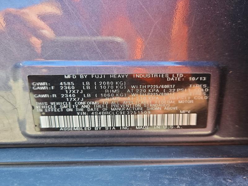 Aukcja sprzedaży 2014 Subaru Outback, vin: 4S4BRCLC9E3251509, numer aukcji: 59690466