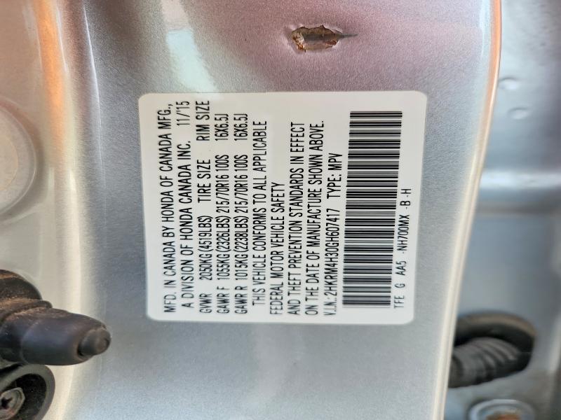 2016 Honda Cr-v მანქანა იყიდება აუქციონზე, vin: 2HKRM4H30GH607417, აუქციონის ნომერი: 61045676