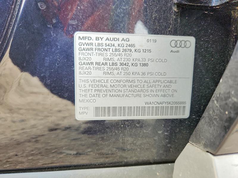 Aukcja sprzedaży 2019 Audi Q5, vin: WA1CNAFY5K2055885, numer aukcji: 61965916