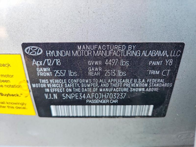 Продажа на аукционе авто 2018 Hyundai Sonata, vin: 5NPE34AF0JH703237, номер лота: 60448796