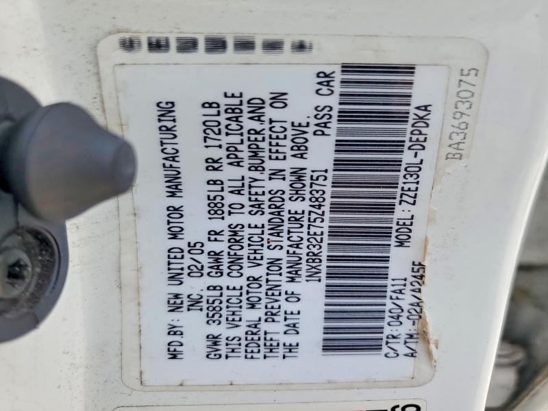 2005 Toyota Corolla მანქანა იყიდება აუქციონზე, vin: 1NXBR32E75Z483751, აუქციონის ნომერი: 62850776