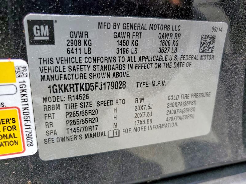 Aukcja sprzedaży 2015 Gmc Acadia, vin: 1GKKRTKD5FJ179028, numer aukcji: 60464726