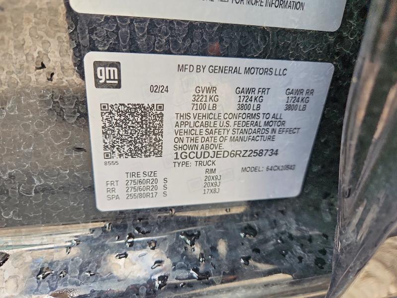 Продаж на аукціоні авто 2024 Chevrolet Silverado, vin: 1GCUDJED6RZ258734, номер лоту: 61411906