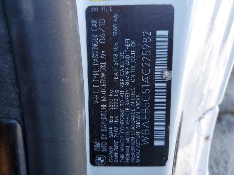 2010 Bmw 650 მანქანა იყიდება აუქციონზე, vin: WBAEB5C51AC225982, აუქციონის ნომერი: 59914316