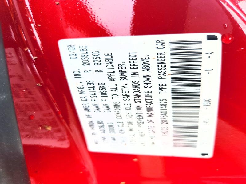 60173556 :رقم المزاد ، 1HGCS12878A014825 vin ، 2008 Honda Accord مزاد بيع