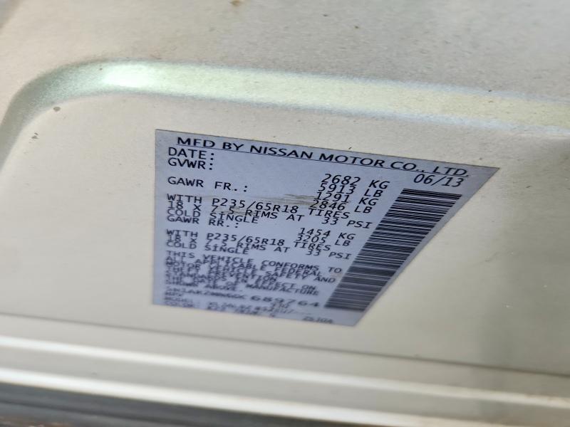 2013 Nissan Pathfinder მანქანა იყიდება აუქციონზე, vin: 5N1AR2MN6DC689764, აუქციონის ნომერი: 60072166