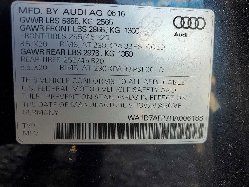 Aukcja sprzedaży 2017 Audi Q5, vin: WA1D7AFP7HA006188, numer aukcji: 60468886