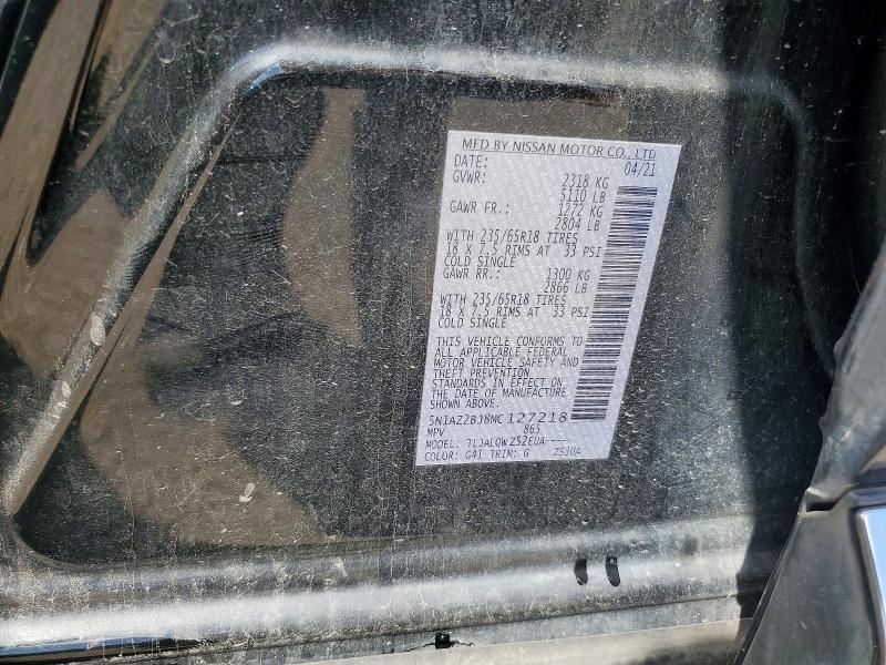 60386376 :رقم المزاد ، 5N1AZ2BJ8MC127218 vin ، 2021 Nissan Murano مزاد بيع