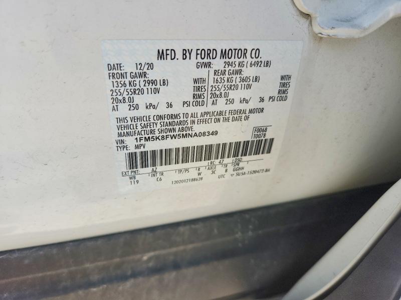 Продажа на аукционе авто 2021 Ford Explorer, vin: 1FM5K8FW5MNA08349, номер лота: 62946456