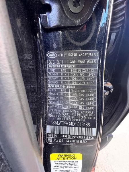 Продаж на аукціоні авто 2013 Land Rover Range Rover Evoque, vin: SALVT2BG4DH818186, номер лоту: 60369946