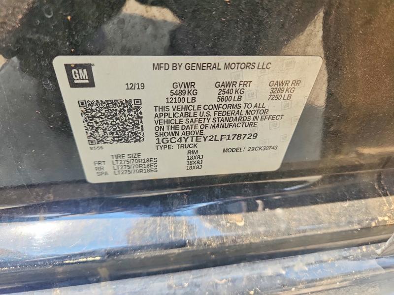 Продажа на аукционе авто 2020 Chevrolet Silverado, vin: 1GC4YTEY2LF178729, номер лота: 61992436
