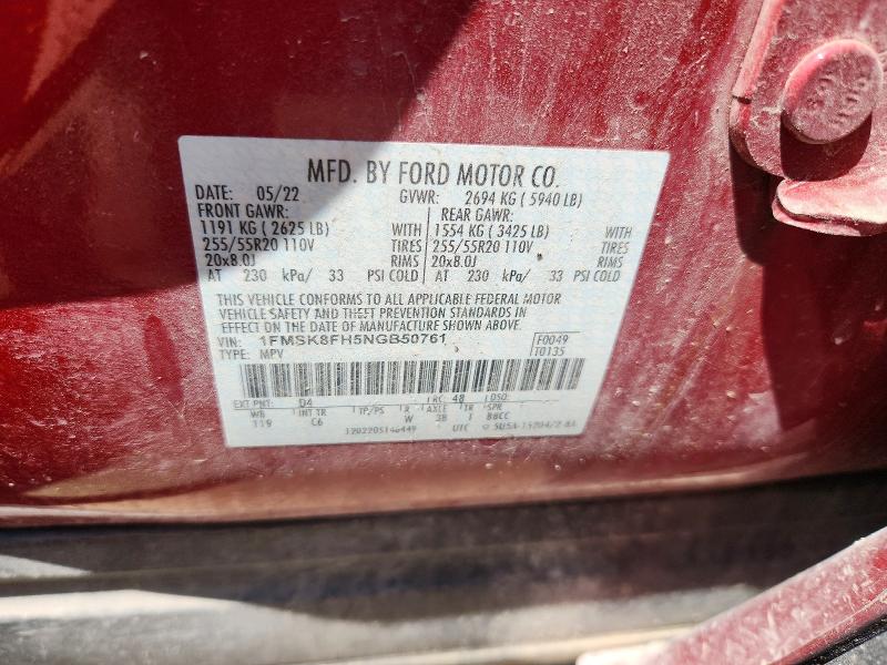 Продаж на аукціоні авто 2022 Ford Explorer, vin: 1FMSK8FH5NGB50761, номер лоту: 60850476