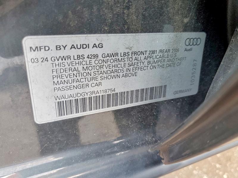 Продажа на аукционе авто 2024 Audi A3, vin: WAUAUDGY3RA118754, номер лота: 62998236