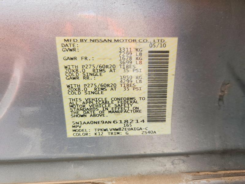 Продажа на аукционе авто 2010 Nissan Armada, vin: 5N1AA0NE9AN618214, номер лота: 62228276
