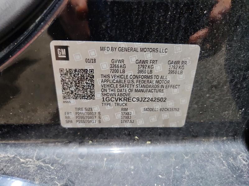Продажа на аукционе авто 2018 Chevrolet Silverado, vin: 1GCVKREC9JZ242502, номер лота: 59133226