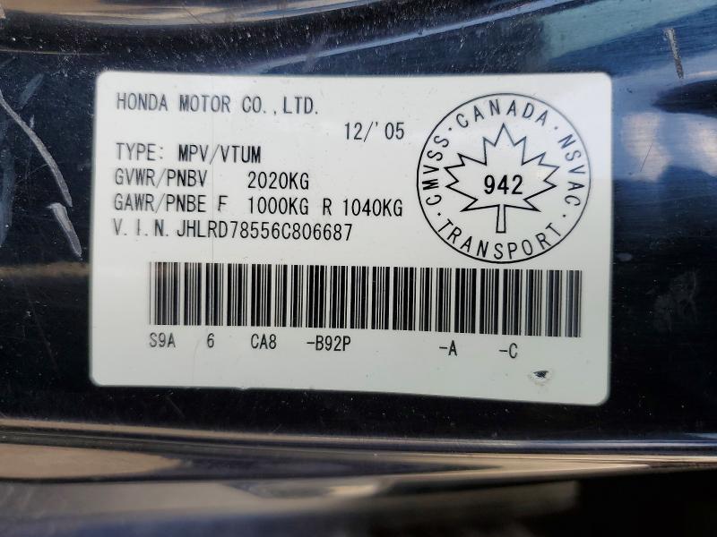 Aukcja sprzedaży 2006 Honda Cr-v, vin: JHLRD78556C806687, numer aukcji: 60311986