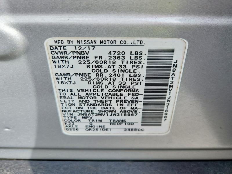 Продаж на аукціоні авто 2018 Nissan Rogue, vin: JN8AT2MV1JW318967, номер лоту: 61300726
