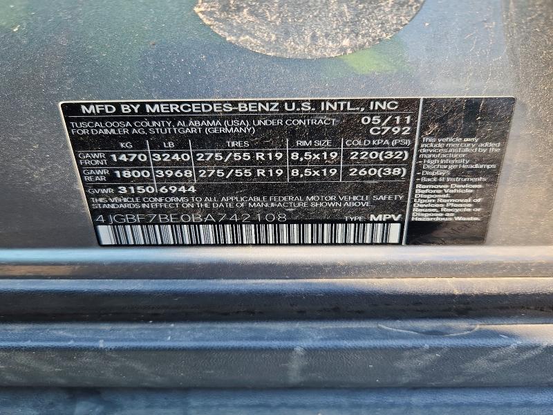Продажа на аукционе авто 2011 Mercedes-benz Gl, vin: 4JGBF7BE0BA742108, номер лота: 61435786